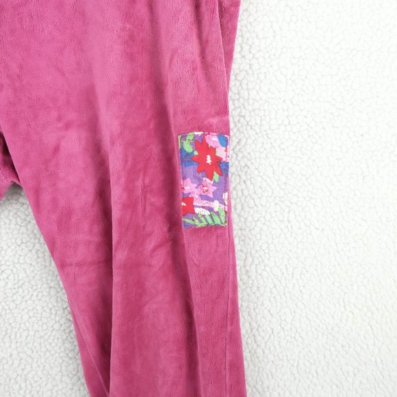 Vintage Velour Track Suit Womens Medium Pink Barbie Sporty Floral 90s Y2K - Picture 10 of 15